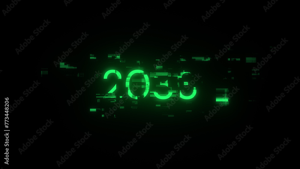 3D rendering 2033 text with screen effects of technological glitches 3D rendering 2033 text with screen effects of technological glitches