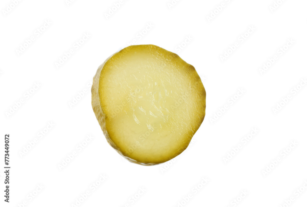 Slice of pickled cucumber isolated on white Slice of pickled cucumber isolated on white