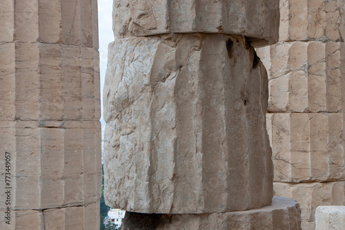 Pillar from the Acropolis temple, Athens, Greece