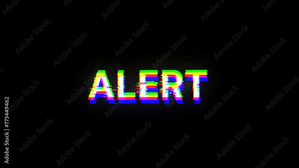 3D rendering alert text with screen effects of technological glitches 3D rendering alert text with screen effects of technological glitches