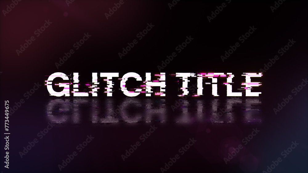 3D rendering glitch title text with screen effects of technological glitches 3D rendering glitch title text with screen effects of technological glitches