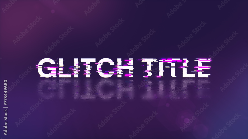 Fototapeta premium 3D rendering glitch title text with screen effects of technological glitches