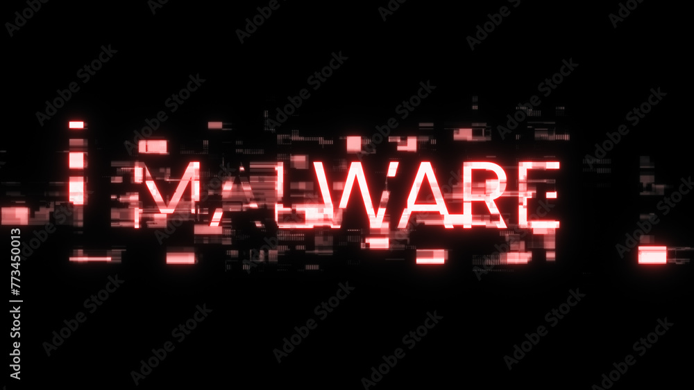 3D rendering malware text with screen effects of technological glitches 3D rendering malware text with screen effects of technological glitches