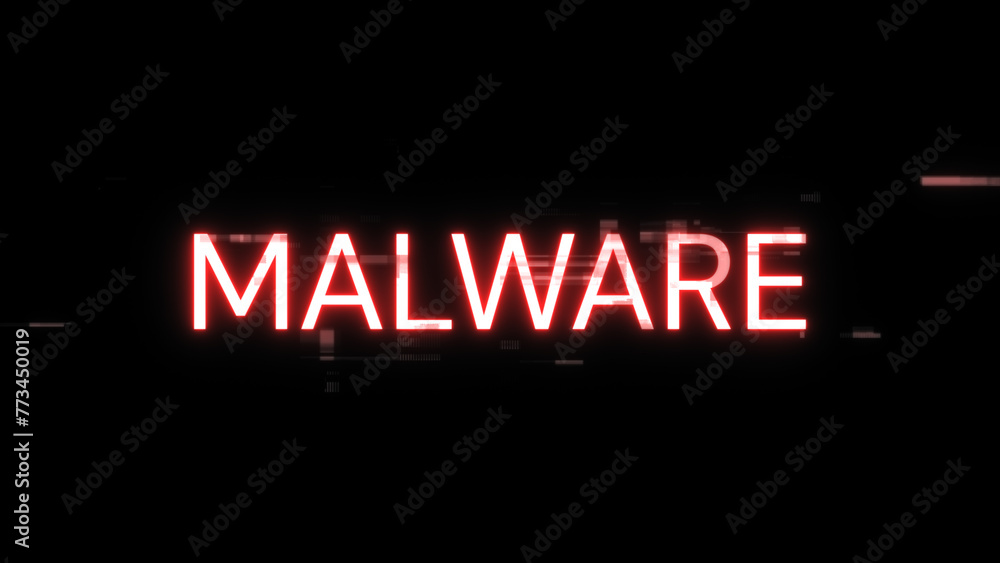 3D rendering malware text with screen effects of technological glitches 3D rendering malware text with screen effects of technological glitches
