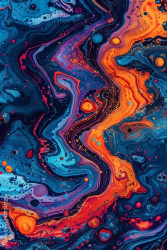 Blue and Orange Psychedelic Fluid Art