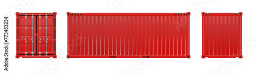 Red Shipping Cargo Container Twenty and Forty feet. Logistics and Transportation. Vector