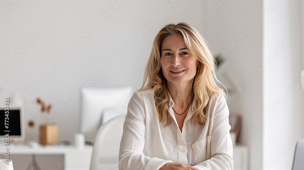 portrait of a businesswoman sitting at a desk
