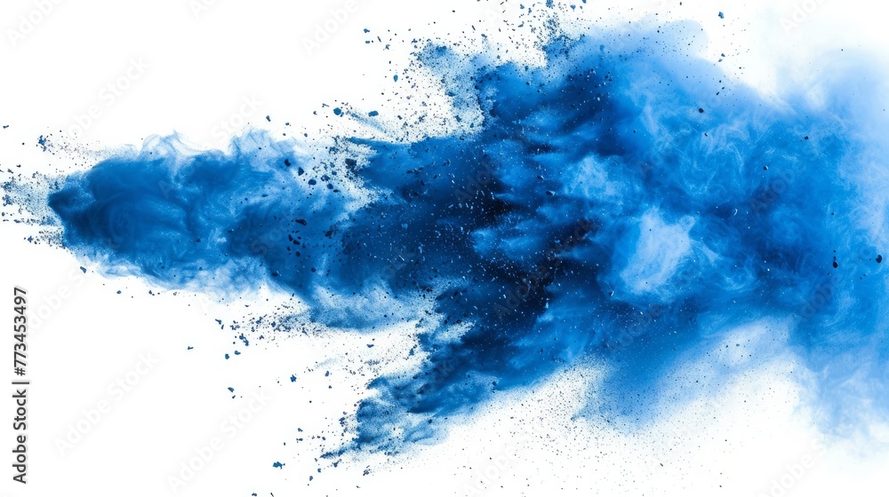 Obraz premium A captivating freeze motion capture of a blue dust explosion