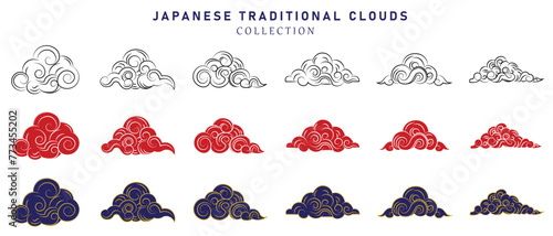 vector set of clouds in traditional japanese or chinese style, design elements, cloud icons collection photo