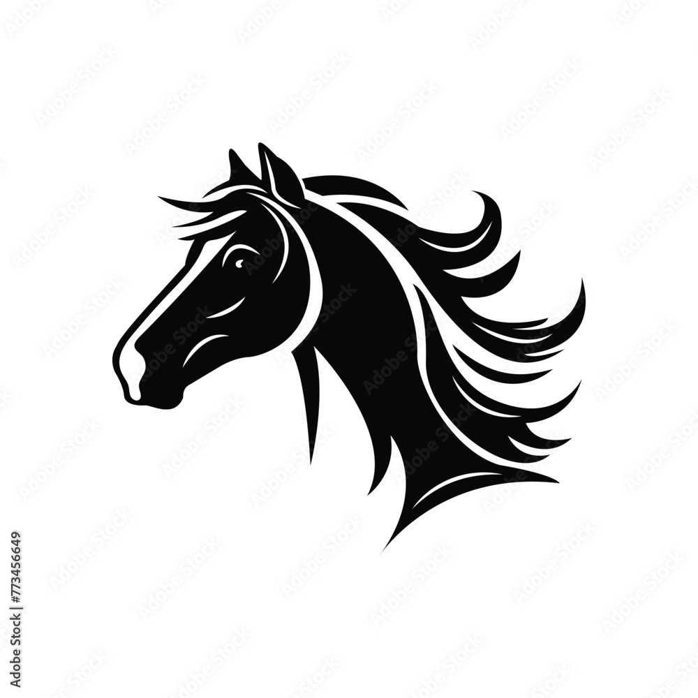 Creative silhouette horse head logo, icon, vector art illustration.