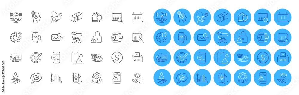 Phone warning, Consolidation and Internet app line icons pack. Seo gear, Warning message, Smartphone sms web icon. Dice, Notification, Airplane pictogram. Smartphone notification. Vector Phone warning, Consolidation and Internet app line icons pack. Seo gear, Warning message, Smartphone sms web icon. Dice, Notification, Airplane pictogram. Smartphone notification. Vector