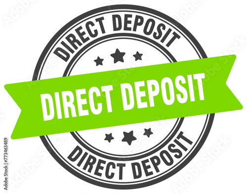 direct deposit stamp. direct deposit label on transparent background. round sign
