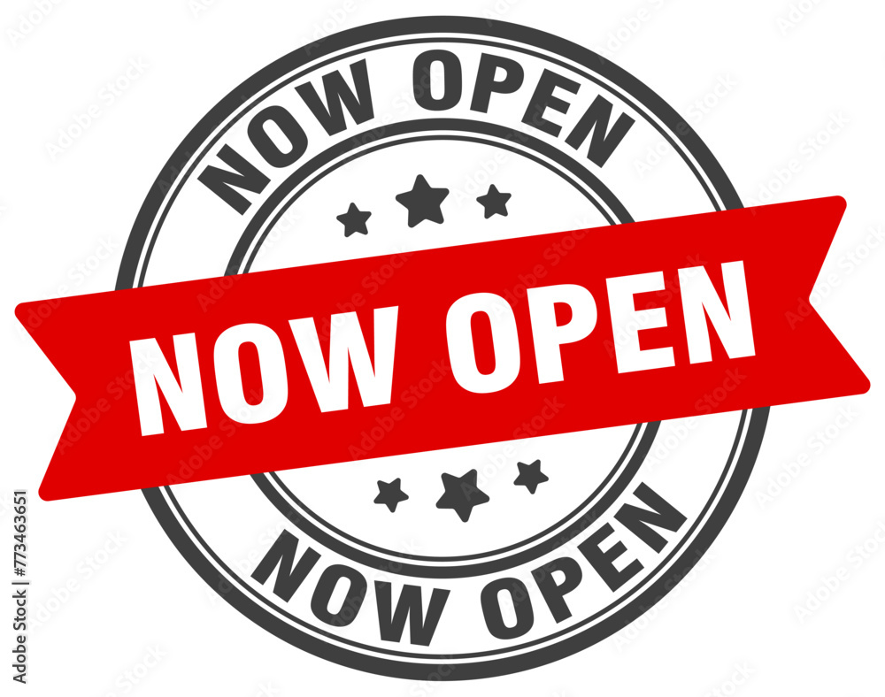 now open stamp. now open label on transparent background. round sign now open stamp. now open label on transparent background. round sign