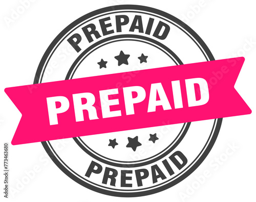 prepaid stamp. prepaid label on transparent background. round sign