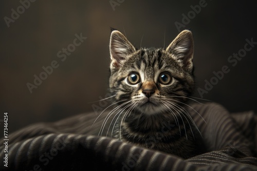 cute kitten on a dark background