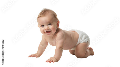 Beautiful happy baby smiling isolated on Transparent background