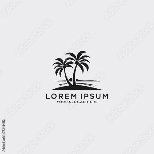 Wallpaper Mural Palm tree silhouette icon.simple flat vector illustration white background Torontodigital.ca