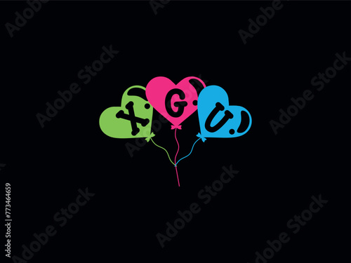 Modern XGU Logo Letter And Balloons Art photo