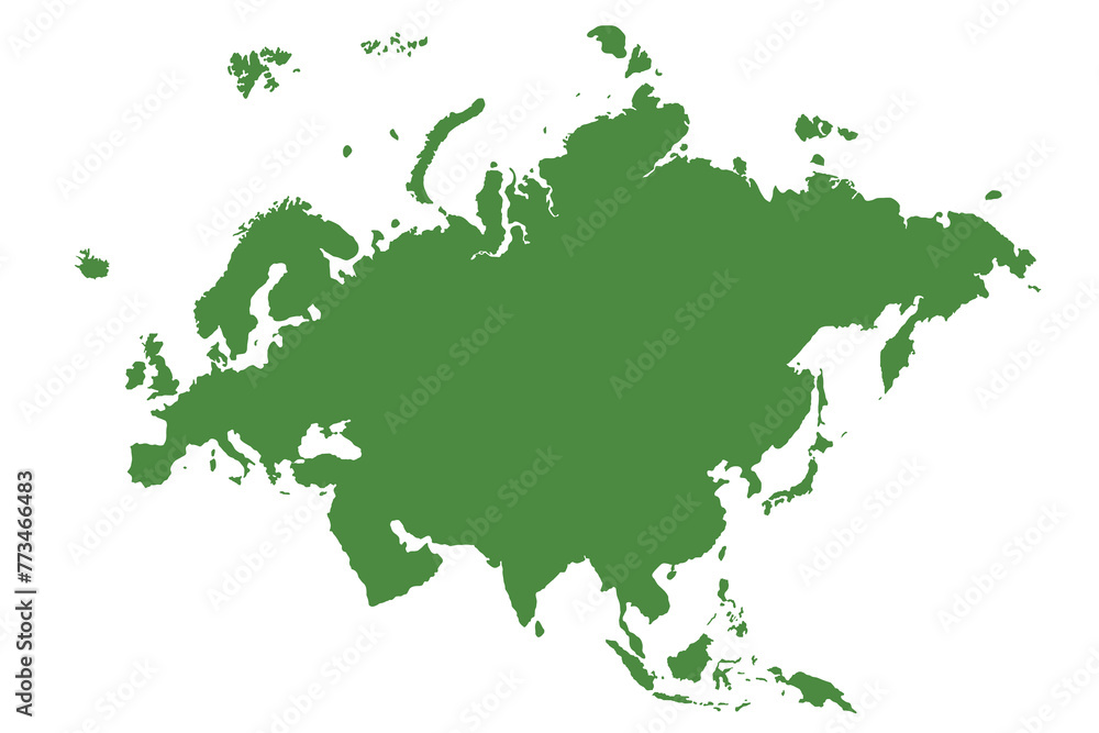 Map of Eurasia, sign silhouette. World Map Globe. Vector Illustration isolated on white background. Europe and Asia continent