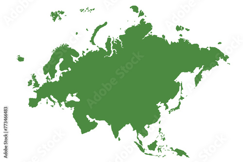Map of Eurasia, sign silhouette. World Map Globe. Vector Illustration isolated on white background. Europe and Asia continent
