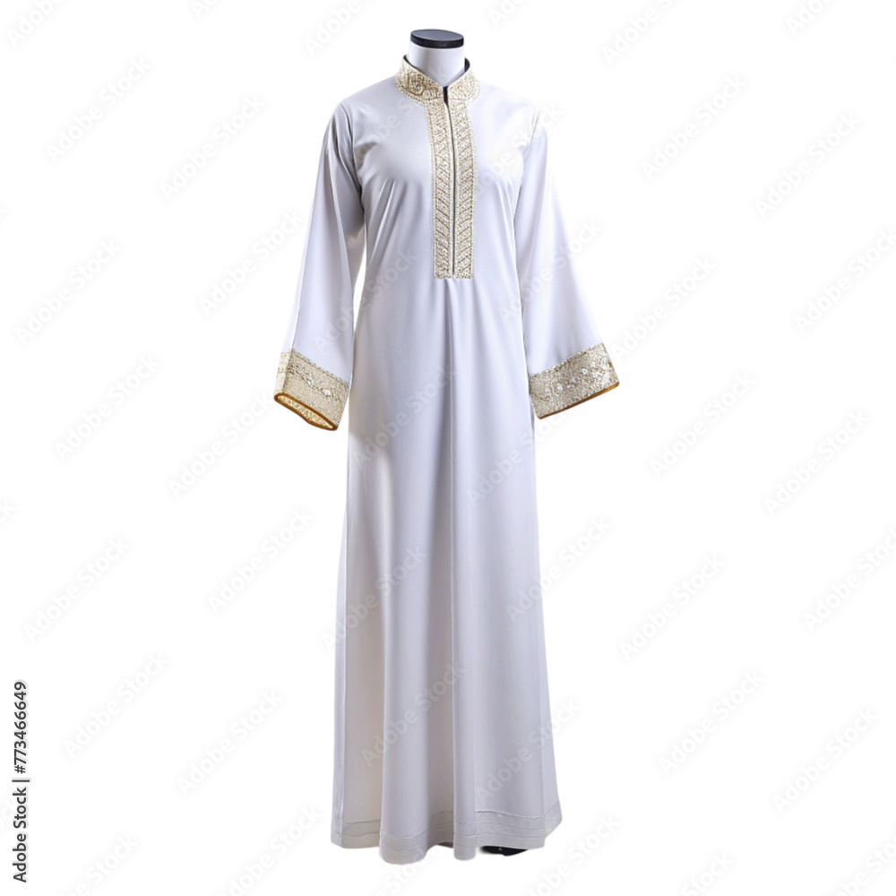 Women Islamic prayer dress isolated on Transparent background.