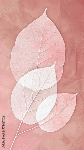 botanical print leaf outline and silhouette modern pink and white --ar 9:16 Job ID: 2f6e52ed-11d6-4161-941a-16293743146c