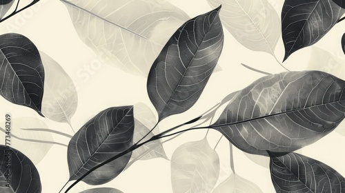 botanical print leaf outline and silhouette modern --ar 16:9 Job ID: 83b3a349-fd56-4e24-9f77-41c845e2f9e6