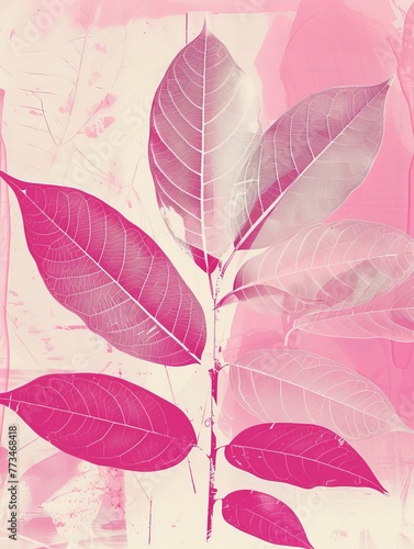 botanical print leaf outline and silhouette modern pink and white --ar 3 4 Job ID  9724dae0-7577-4d3c-a41c-8224bc5b8d9b