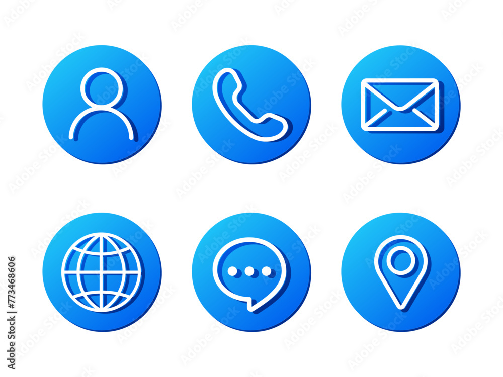 blue rounded contact icons, information highlights for business card, vector icons for business blue rounded contact icons, information highlights for business card, vector icons for business