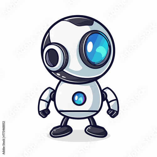 Cute cartoon robot character. Vector illustration isolated on white background. © viklyaha