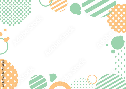 水玉・ストライプ柄の円形で囲んだフレーム