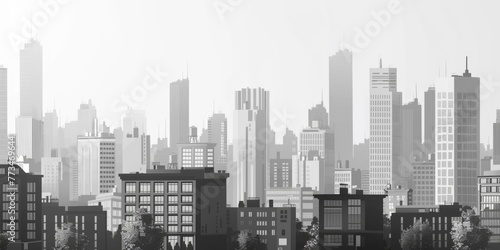 Fototapeta Naklejka Na Ścianę i Meble -  A stunning black and white photo of a city skyline. Perfect for urban design projects