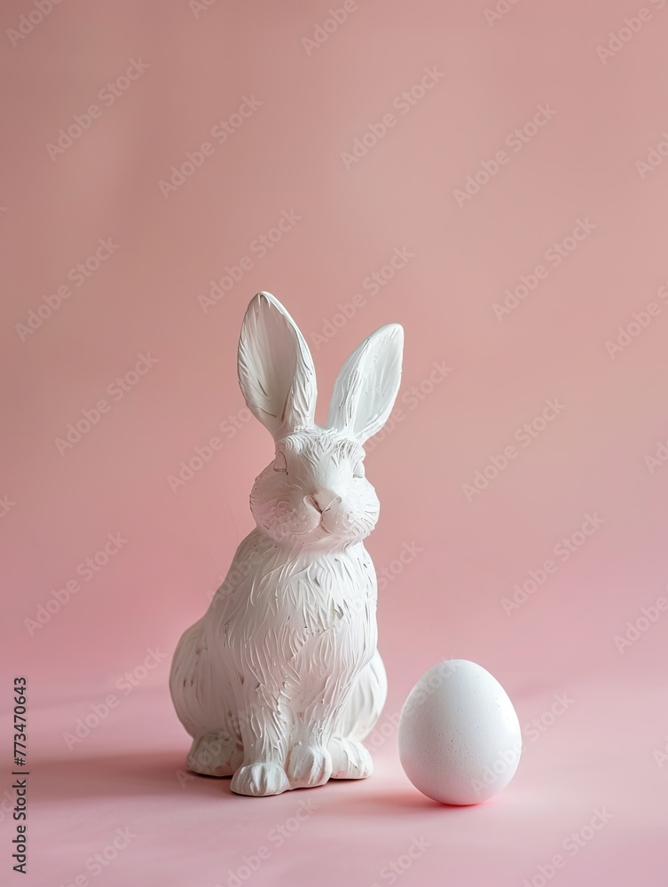 Easter bunny with egg figurine white. Easter bunny with egg figurine white.