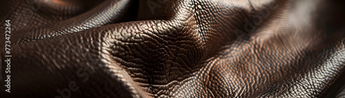 A close up of a brown leather item. The leather is very thick and has a lot of texture