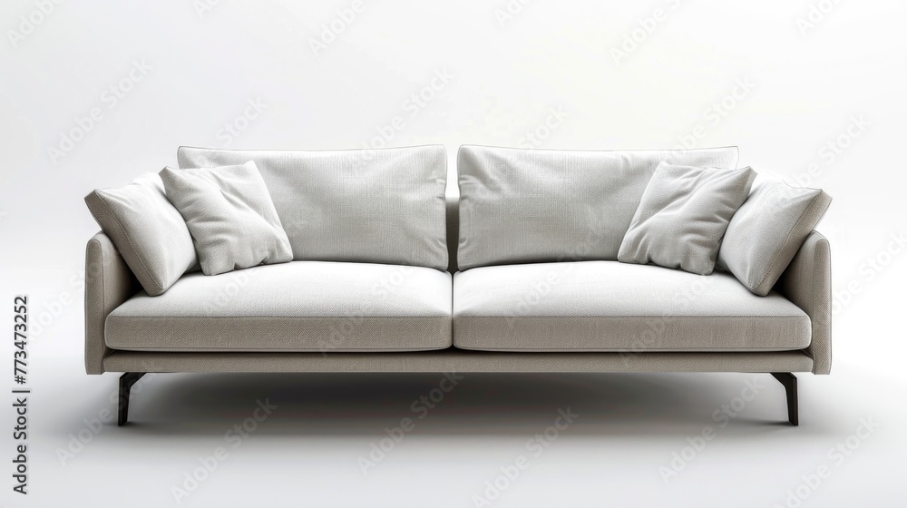 A white couch with multiple pillows for comfortable seating. Ideal for home decor or interior design projects A white couch with multiple pillows for comfortable seating. Ideal for home decor or interior design projects