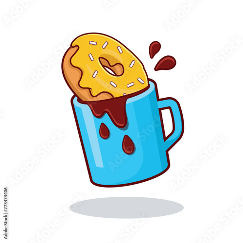 Cup of coffee with a donut vector illustration © xphar