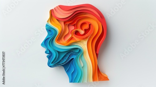 Colorful paper cut of a woman's head. Perfect for arts and crafts projects
