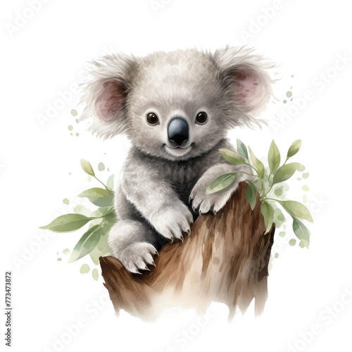 Koala Sitting on Leaves Painting