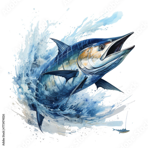 Blue Marlin Fish on White Background photo