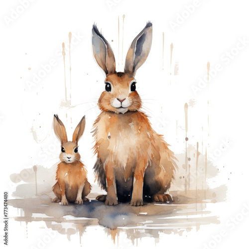 Two Brown Rabbits Sitting Together