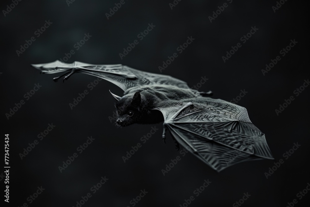 Obraz premium A bat flying in the dark sky. Suitable for Halloween-themed designs