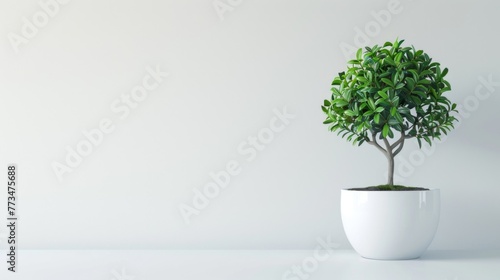 A potted plant sitting on top of a white table. Ideal for interior design concepts