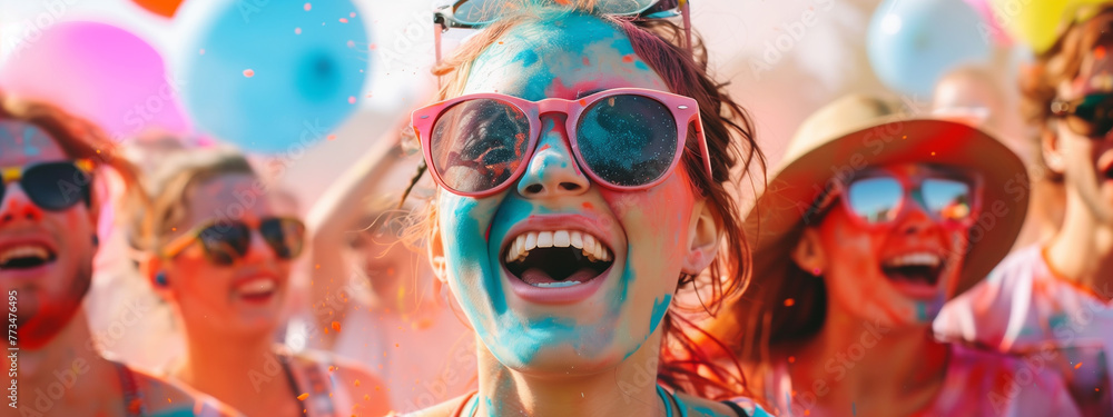 summer festival girl at a rave party outside enjoying life summer festival girl at a rave party outside enjoying life