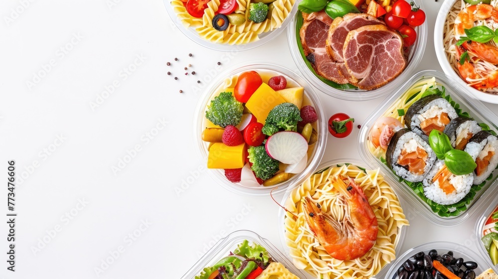 custom made wallpaper toronto digitalVarious plastic containers filled with different types of food, ideal for food storage concepts