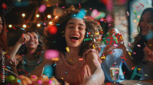 Group of women enjoying a festive celebration. Perfect for party or event concepts © Fotograf