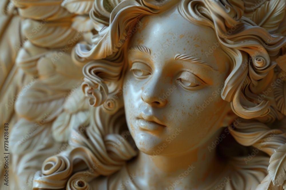 A detailed shot of an angel statue. Suitable for religious themes A detailed shot of an angel statue. Suitable for religious themes