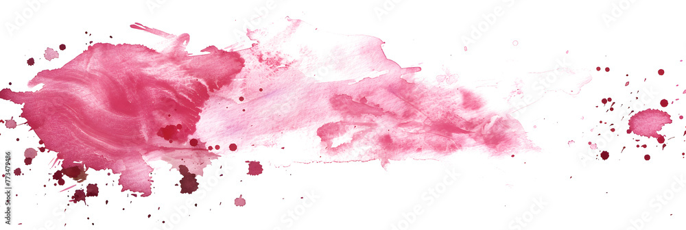 Pink watercolor splatter on transparent background.