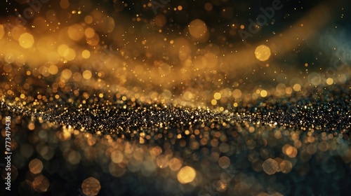 Abstract blurry image of gold and black background, suitable for various design projects