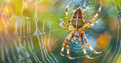 Spider weaving its web, precision and pattern, an architect of nature.