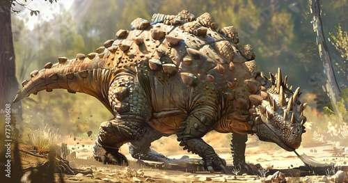 Ankylosaurus with armored plates and club tail  defensive powerhouse.